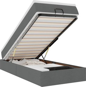 vidaXL Cadru pat otoman cu saltea țesătură gri închis 100x200 cm
