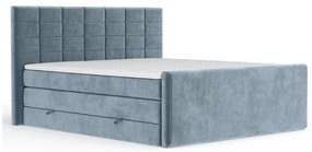 Pat boxspring albastru cu spațiu de depozitare 200x200 cm Ava – Maison de Rêve
