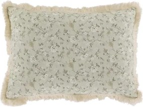 Față de pernă verde din bumbac cu franjuri și model floral, 50x35 cm, "Aix"