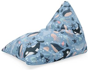 Sac de șezut Triangl lume marină pentru copii, albastru