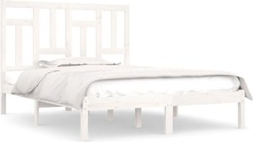 vidaXL Cadru de pat fără saltea, alb, 140x200 cm, lemn masiv pin