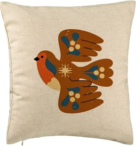 Perna Decorativa, Model Pasare, 40x40 cm, Bej, Husa Detasabila, Perna Inclusa, BEKZ®