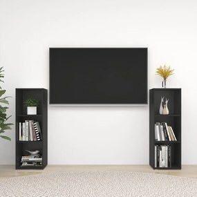 Comode TV, 2 buc., negru, 107x35x37 cm, PAL 2, Negru, 107 x 35 x 37 cm