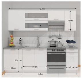 Ansamblu bucatarie 2,4 m, alb, FABIANA