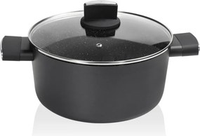 Cratita Zilan ZLN0843 Negru cu invelis din marmura, 5 straturi, 24 cm si manere fine la atingere, 4.6 L