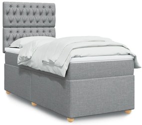 vidaXL Pat continental cu saltea, gri deschis, 80x200 cm, textil