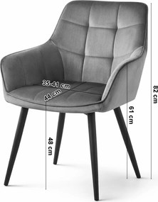 Scaun de masa VARSI VELVET cu picioare negre, negru