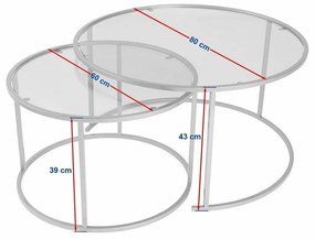 Set de măsuțe de cafea Aurum Black 80 cm, 2buc.