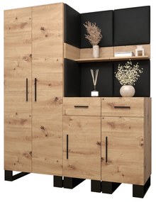Set mobilier pentru hol Amanda 7 (Stejar artisan + piele ecologică Negru). 1085919