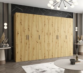 Dulap de haine 300 cm Borry 1 (Stejar artisan + Argintiu). 1125790