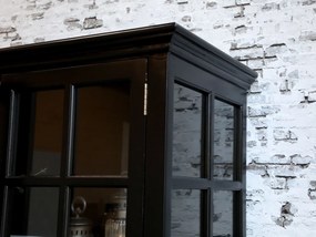 Vitrină din lemn masiv, cu 8 uși din sticlă, finisaj negru, Marseille