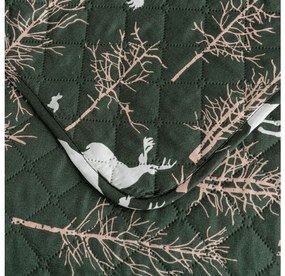 Cuvertura de pat cu model OAK DEER, verde inchis Dimensiune: 170 x 210 cm