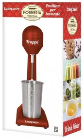 Mixer frappe Beper BP.690, 100W, 500 ml, 2 viteze, Mixer Inox, Rosu/inox