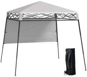 Outsunny Cenador Pliabil 220x220x200 cm cu 1 Perete Lateral Geantă de Transport Impermeabilă și Protecție UV50+ Alb | Aosom Romania