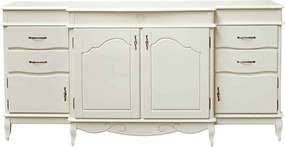 Bufet lemn masiv alb antic Casandra, 215 × 60 × 105 cm