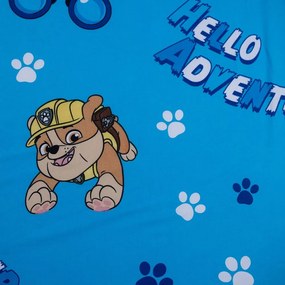 Cearceaf pentru copii albastru din bumbac pentru pat de o persoană cu elastic 90x200 cm Paw Patrol – Jerry Fabrics