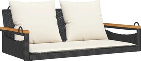 vidaXL Bancă de balansoar cu perne, negru, 109x62x40 cm, poliratan