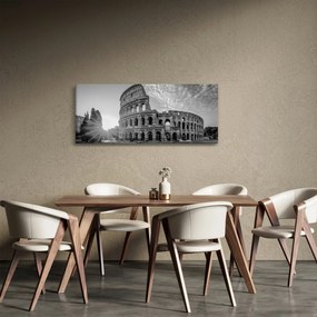 Tablou - Colosseum din Roma, alb-negru (120x50 cm)