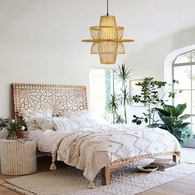 Lustră pe cablu Immax 08254L PINCHOS 1xE27/40W/230V d. 45 cm bambus