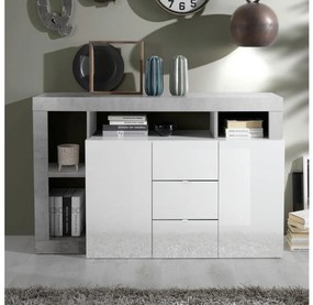 Comodă LENOR albă/gri beton