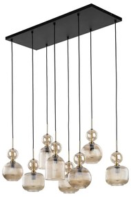 Candelabru suspendat pe cablu SOPHIA, 8xE14/10W/230V, negru/bej fumuriu