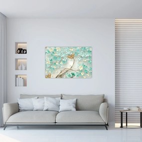 Tablou cu flori și fluturi (90x60 cm)