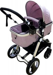 Carucior nou nascuti 2 in 1 Baby Care™ PRO S535, Cadru Aluminiu, roti din cauciuc plin,landou reversibil, Spatar reglabil in 3 trepte, Gri