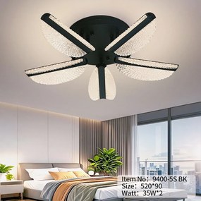 Lustră LED cu telecomandă – Cod 9400-5 BK (35×2W)