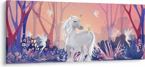 Tablou - Unicorn în pădurea fermecată (120x50 cm)