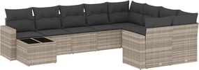 vidaXL Set canapele de grădină cu perne 10 piese gri deschis poliratan
