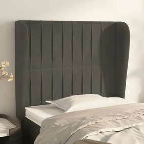 vidaXL Tăblie de pat cu aripioare gri închis 83x23x118/128 cm catifea