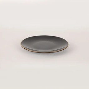 Set veselă 44 piese, negru/auriu, din ceramică tip stoneware