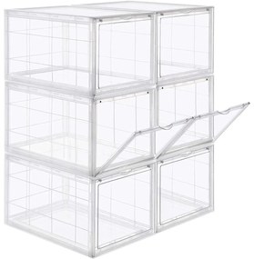 cutie de pantofi, 6 organizatoare de pantofi stivuibile 28 x 36 x 22 cm