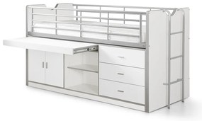 Pat Supraetajat cu Birou și Spații de Depozitare, Alb (Metal și PAL) – Bonny – Vipack
