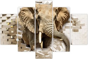 Tablou - Elefant spârgând peretele (150x105 cm)