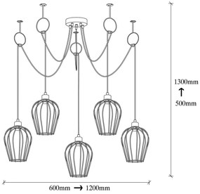 Lustră pe cablu TEL 5xE27/40W/230V