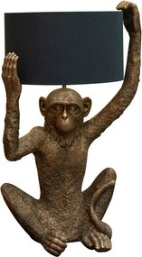 Lampa de masa, din rasina, cu abajur din in, Monkey