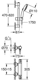 Baterie dus termostatata Grohe Grohtherm 800 crom lucios cu set de dus