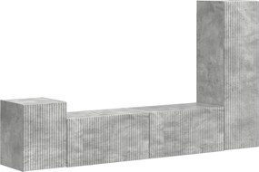 vidaXL Set comodă TV Pe perete 4 pcs Gri din beton Lemn compozit