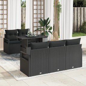 vidaXL Set de canapele pentru grădină 6 pcs Negru 100 x 55 x 73 cm