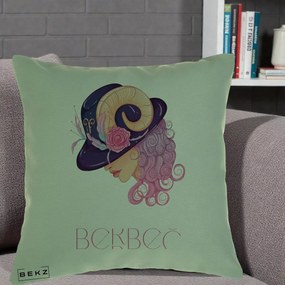 Perna Personalizata Zodie Berbec, 40x40 cm, Verde, Husa Detasabila, Perna Inclusa, BEKZ®