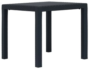 vidaXL Masă de grădină, antracit, 79x79x72 cm, plastic, aspect ratan