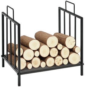 Outsunny Suport pentru Lemne pentru Interior și Exterior cu 2 Mânere, 44,5x33x46,5 cm, Negru | Aosom Romania