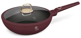 Tigaie wok cu capac Leonardo Collection Berlinger Haus BH 8034, 28 cm, 3.2 litri, antiaderente, strat titan, visiniu mat