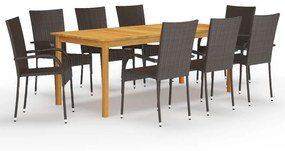 Set mobilier de gradina, 9 piese, maro Maro, 9