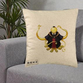 Perna Personalizata Assassination Classroom Koro-sensei, 40x40 cm, Bej, Husa Detasabila, Perna Inclusa, BEKZ®