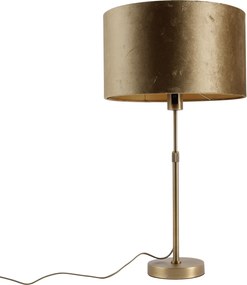 Lampă de masă bronz cu abajur de catifea bronz 35cm - Parte