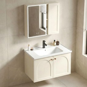 Set mobilier de baie cu lavoar Denver 60cm Creme
