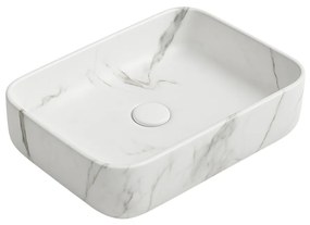Set dulap baie suspendat placat cu ceramica CALACATTA 100 cm cu lavoar inclus Dione Foglia