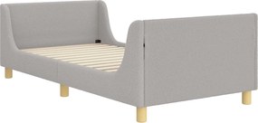 vidaXL Cadru de pat pentru copii cu spătar Gri deschis 90 x 190 cm